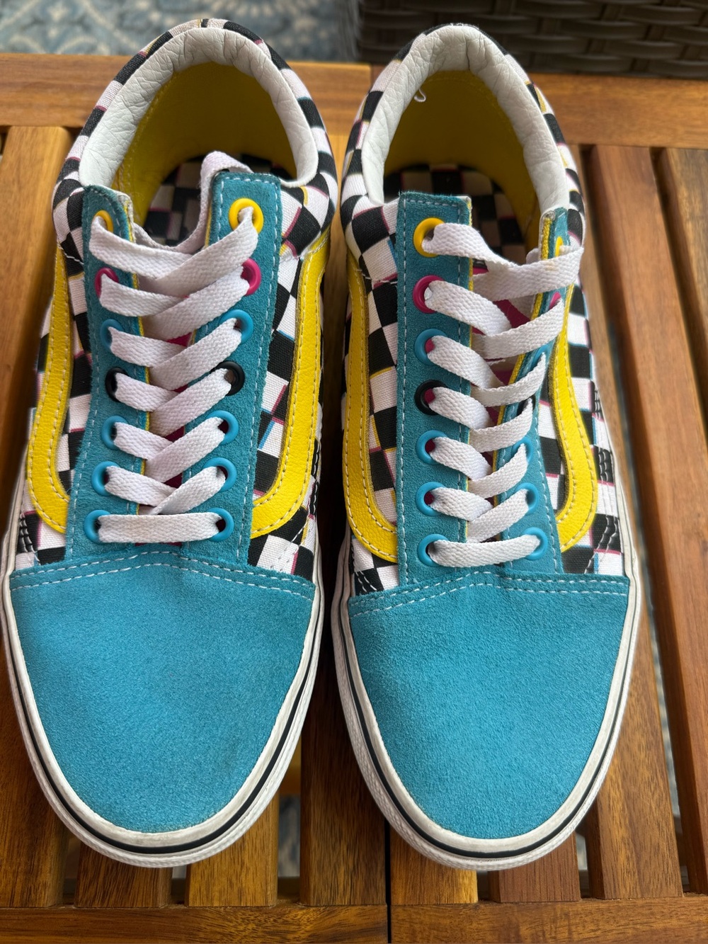 Vans Old Skool 3D Multicolor Sz 8 Checkerboard Low-Top Sneakers
